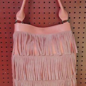 Pink triple fringe layer purse